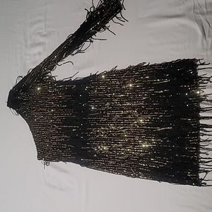 Black and Gold sequin Mini Dress